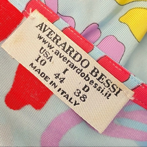 AVERARDO BESSI True Wrap Multicolor Dress Sz 10 Jersey Liquid Knit Formal - Picture 6 of 8